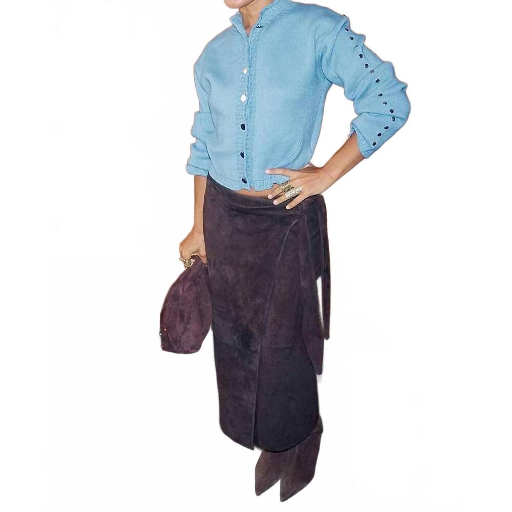 NEW NEVER FULLY DRESSED suede wrap skirt in brown